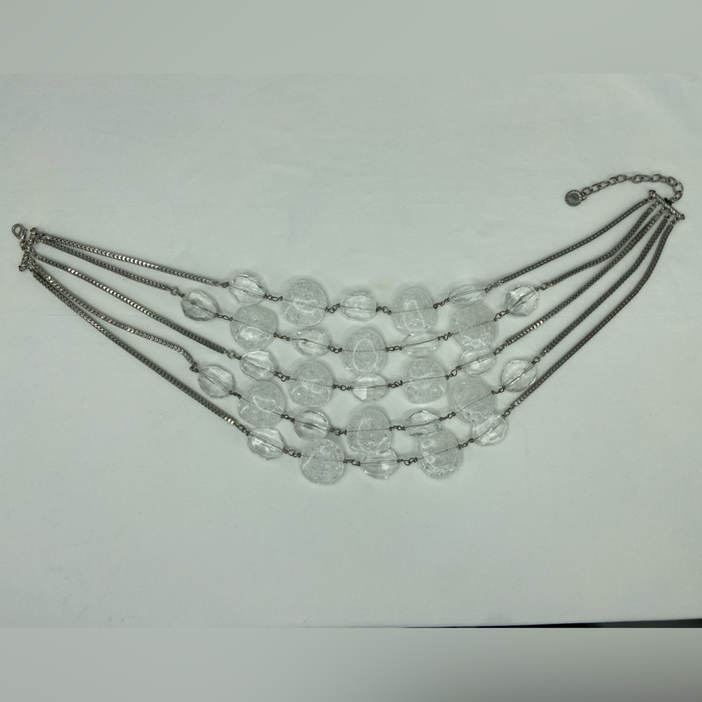 Statement Necklace Acrylic Beads Silver Tone chain R.J. Graziano  5 Strands‎